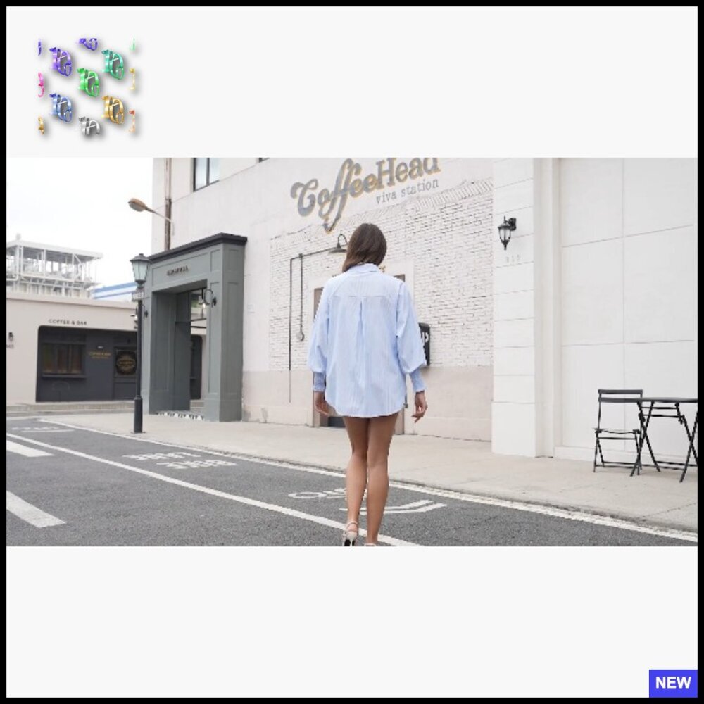 Oversized Striped Button Down Blouse Smocked Cuffs Casual Chic Y2K Style - Picture 6 of 7